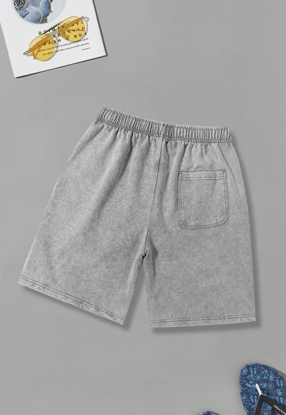 Gray Stitched Skull Shorts