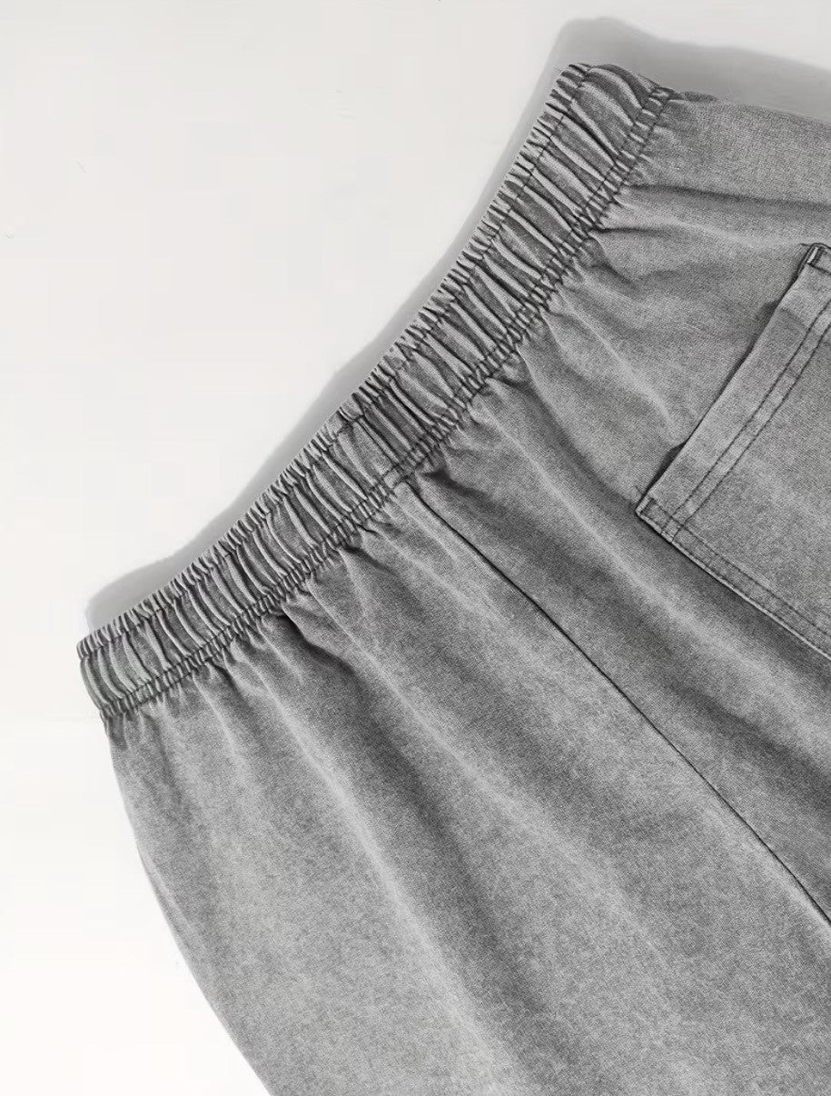 Gray Stitched Skull Shorts